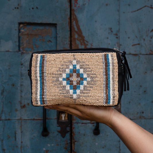 H&S WANDER CROSSBODY SET - OOAK BEADED PANEL - BLACK - NO. 15518