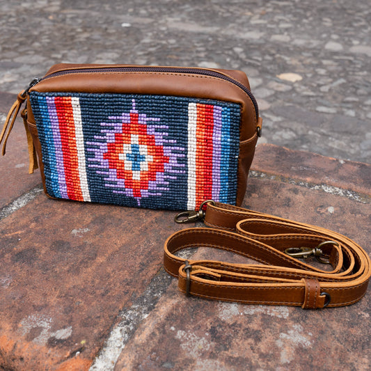 H&S WANDER CROSSBODY SET - OOAK BEADED PANEL - CAFE - NO. 15512