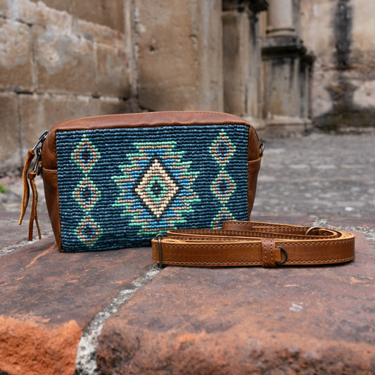 H&S WANDER CROSSBODY SET - OOAK BEADED PANEL - CAFE - NO. 15515