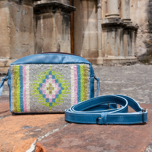 H&S WANDER CROSSBODY SET - OOAK BEADED PANEL - CERULEAN - NO. 15527