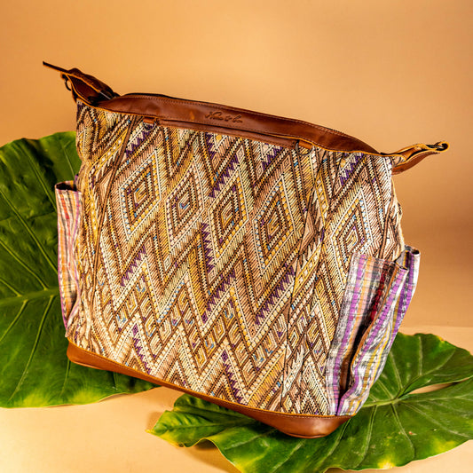 BEATRIZ CDB + DIAMANTE STRAP - OOAK HUIPIL - CAFE - NO. 16022
