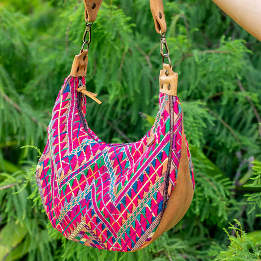 LARGE BOHO SADDLE BAG - OOAK HUIPIL - AMARILLO - NO. 16993