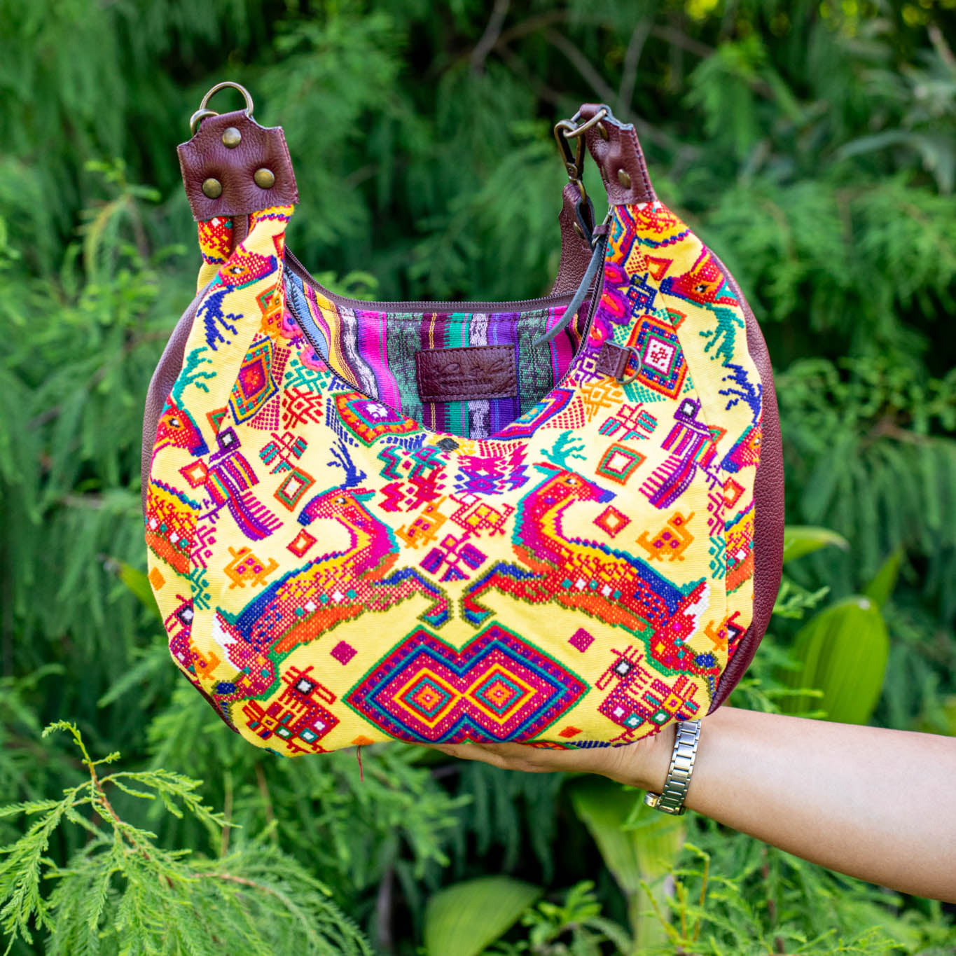 LARGE BOHO SADDLE BAG - OOAK HUIPIL - AMARANTH - NO. 16998