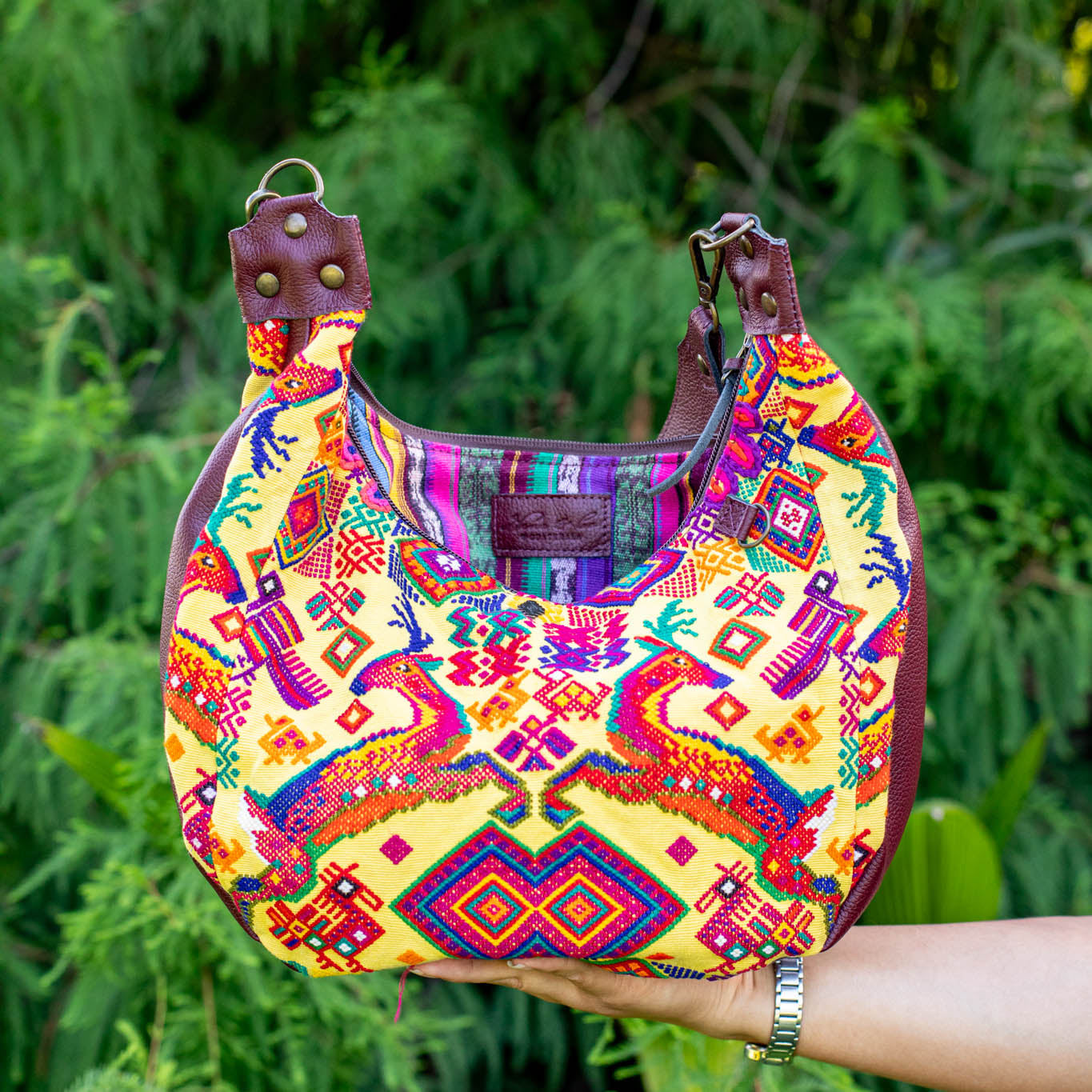 LARGE BOHO SADDLE BAG - OOAK HUIPIL - AMARANTH - NO. 16998
