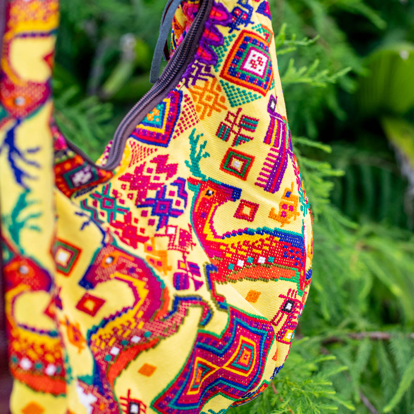 LARGE BOHO SADDLE BAG - OOAK HUIPIL - AMARANTH - NO. 16998