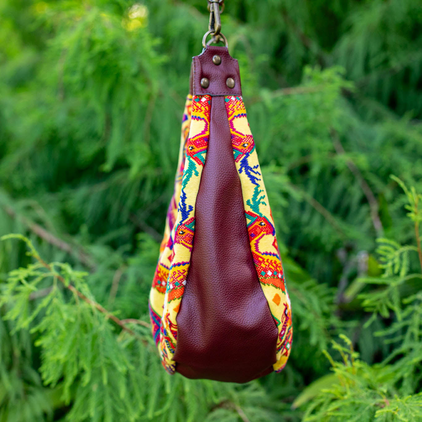 LARGE BOHO SADDLE BAG - OOAK HUIPIL - AMARANTH - NO. 16998