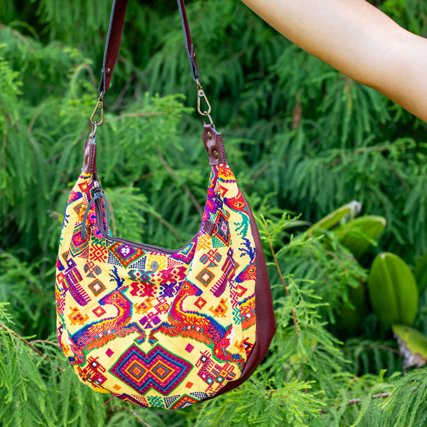 LARGE BOHO SADDLE BAG - OOAK HUIPIL - AMARANTH - NO. 16998