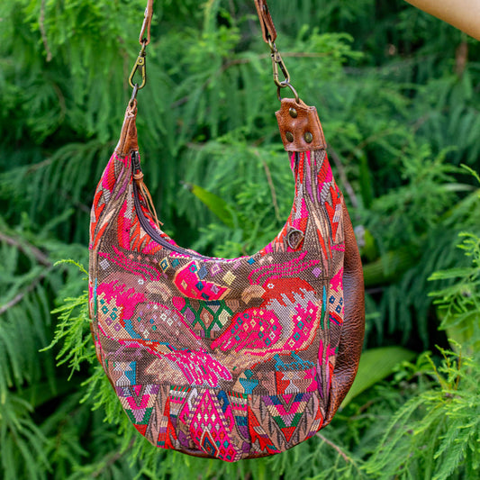LARGE BOHO SADDLE BAG - OOAK HUIPIL - HONEY - NO. 16989