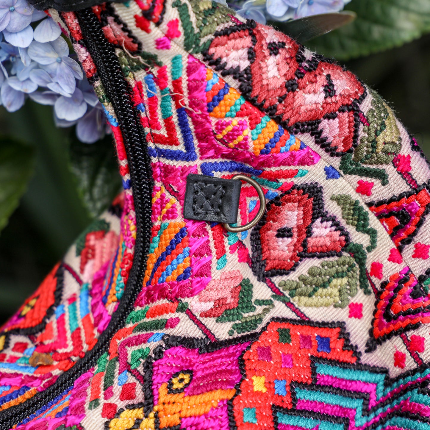 BOHO SADDLE BAG - OOAK HUIPIL - BLACK - NO. 19403