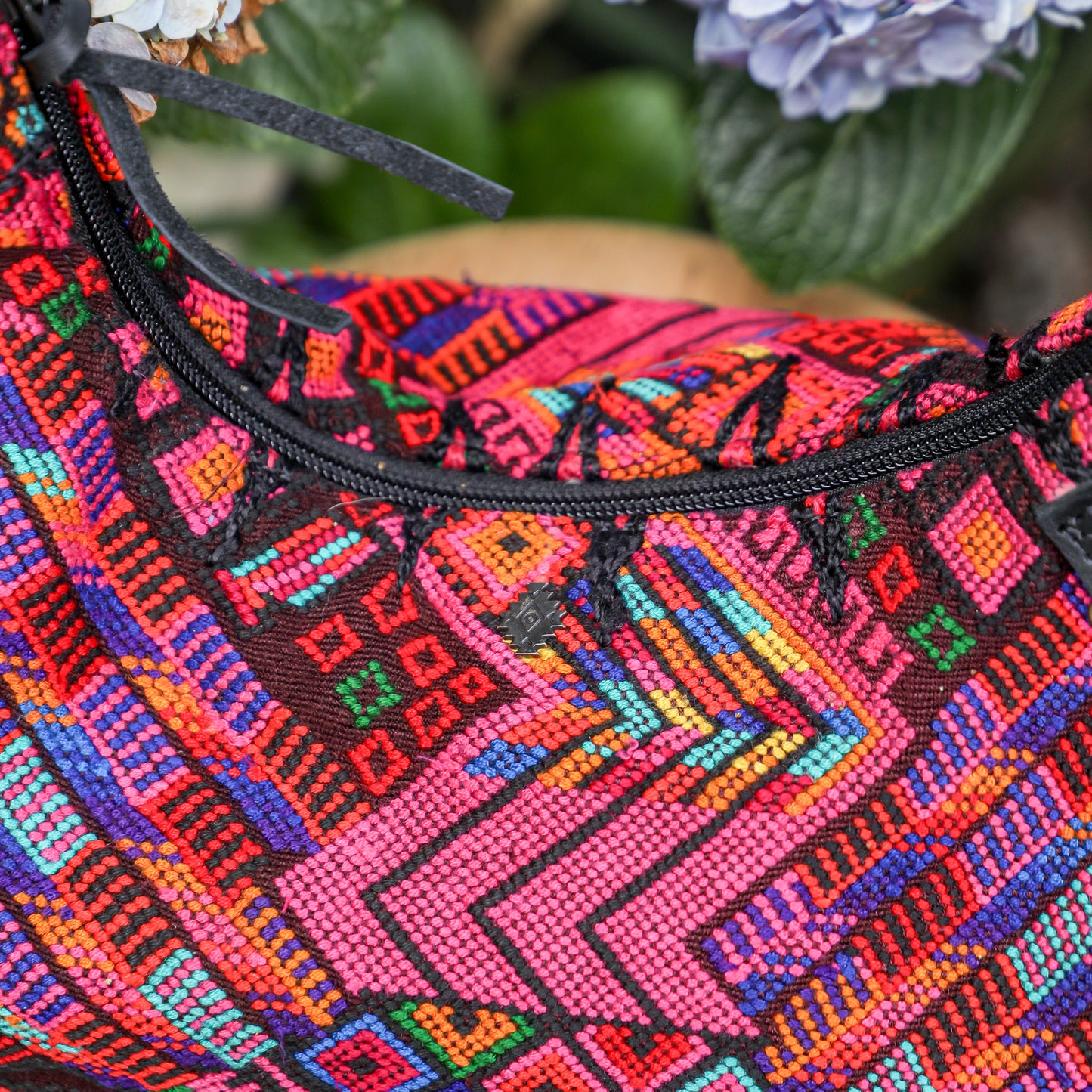 BOHO SADDLE BAG - OOAK HUIPIL - BLACK - NO. 19401