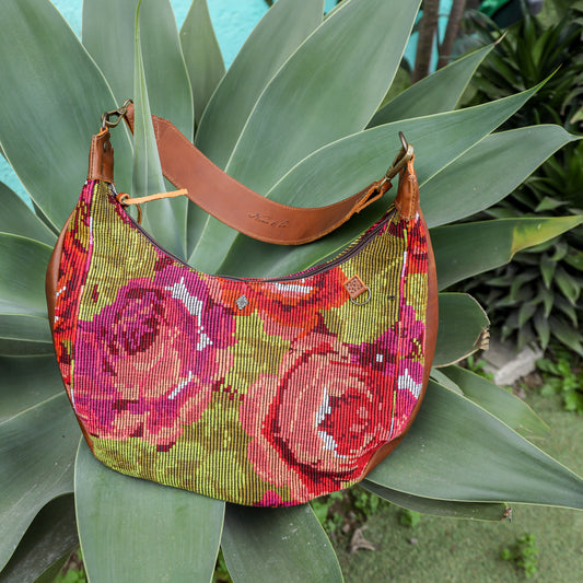 BOHO SADDLE BAG - OOAK HUIPIL - CAFE - NO. 19392