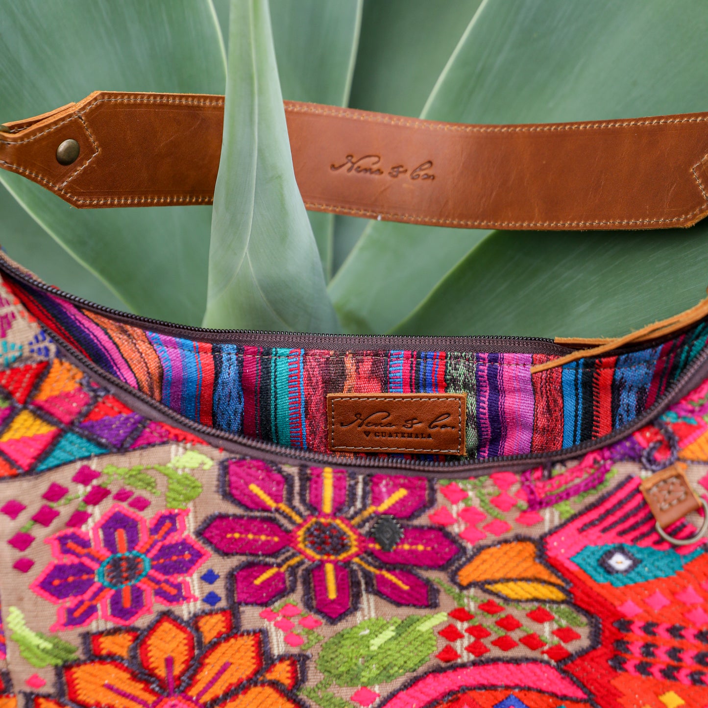 BOHO SADDLE BAG - OOAK HUIPIL - CAFE - NO. 19395