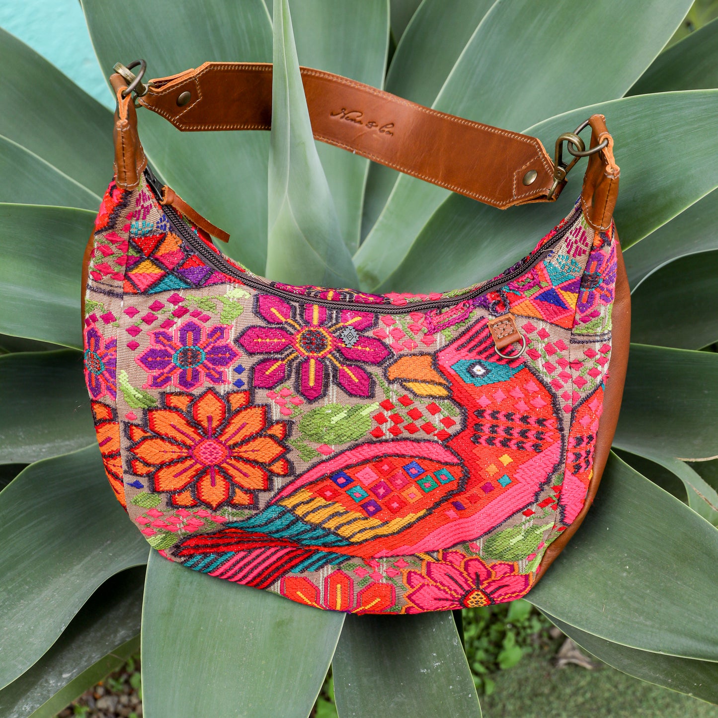 BOHO SADDLE BAG - OOAK HUIPIL - CAFE - NO. 19395
