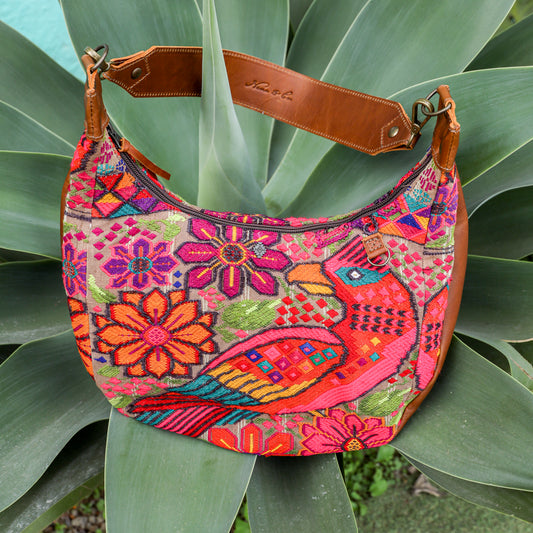 BOHO SADDLE BAG - OOAK HUIPIL - CAFE - NO. 19395