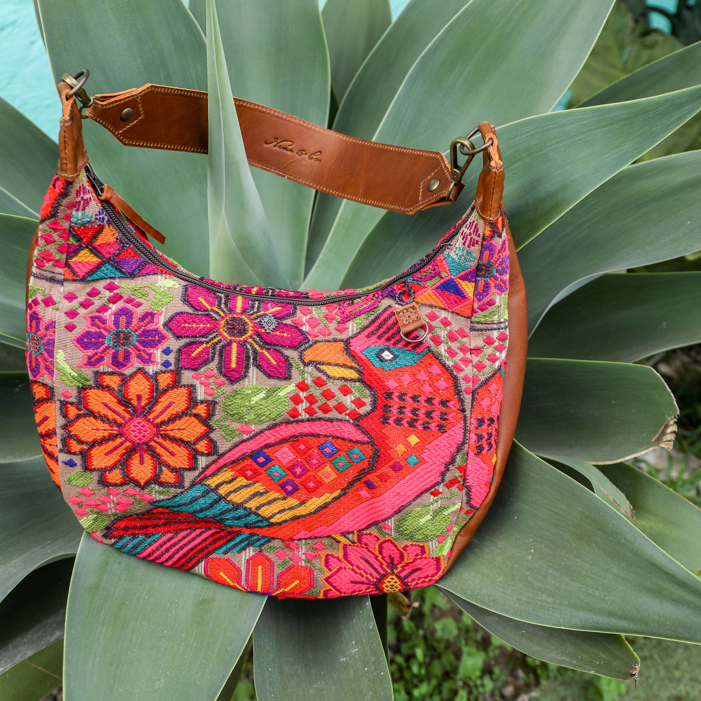 BOHO SADDLE BAG - OOAK HUIPIL - CAFE - NO. 19395