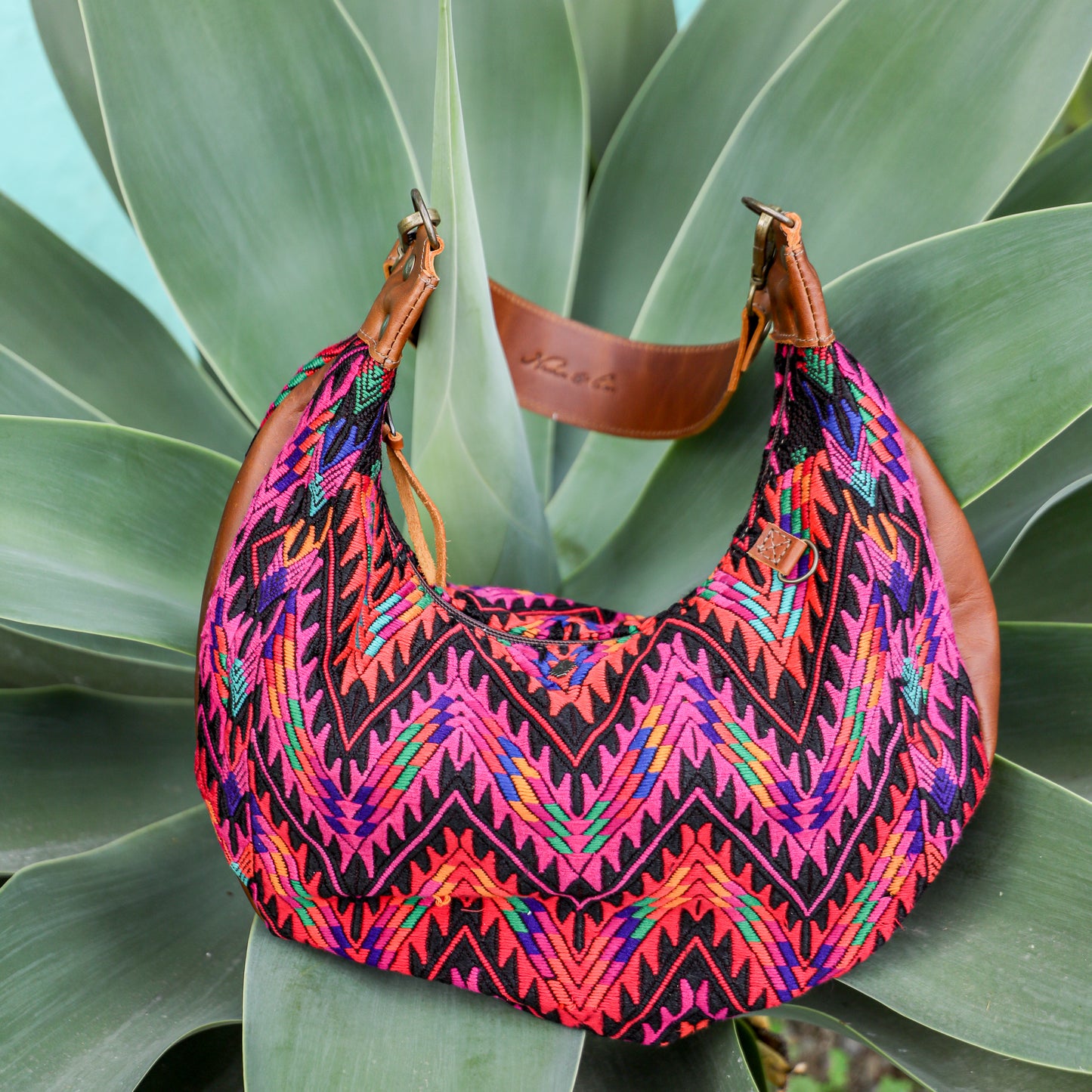 BOHO SADDLE BAG - OOAK HUIPIL - CAFE - NO. 19394