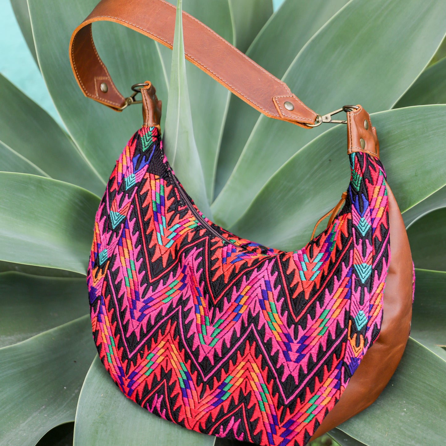 BOHO SADDLE BAG - OOAK HUIPIL - CAFE - NO. 19394
