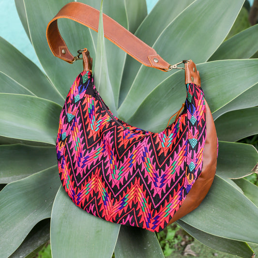 BOHO SADDLE BAG - OOAK HUIPIL - CAFE - NO. 19394