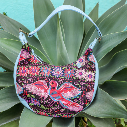 BOHO SADDLE BAG - OOAK HUIPIL - SKY BLUE - NO. 19409