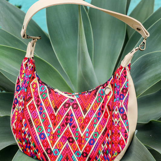 BOHO SADDLE BAG - OOAK HUIPIL - BUTTER - NO. 19413