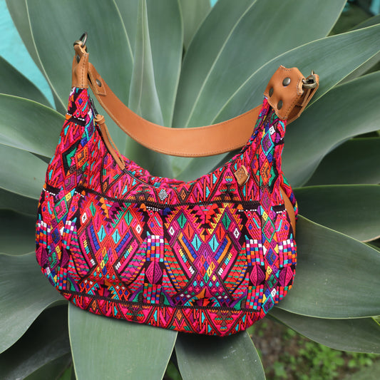 BOHO SADDLE BAG - OOAK HUIPIL - BRANDY - NO. 19414