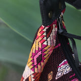 BOHO SADDLE BAG - OOAK HUIPIL - BLACK - NO. 19400