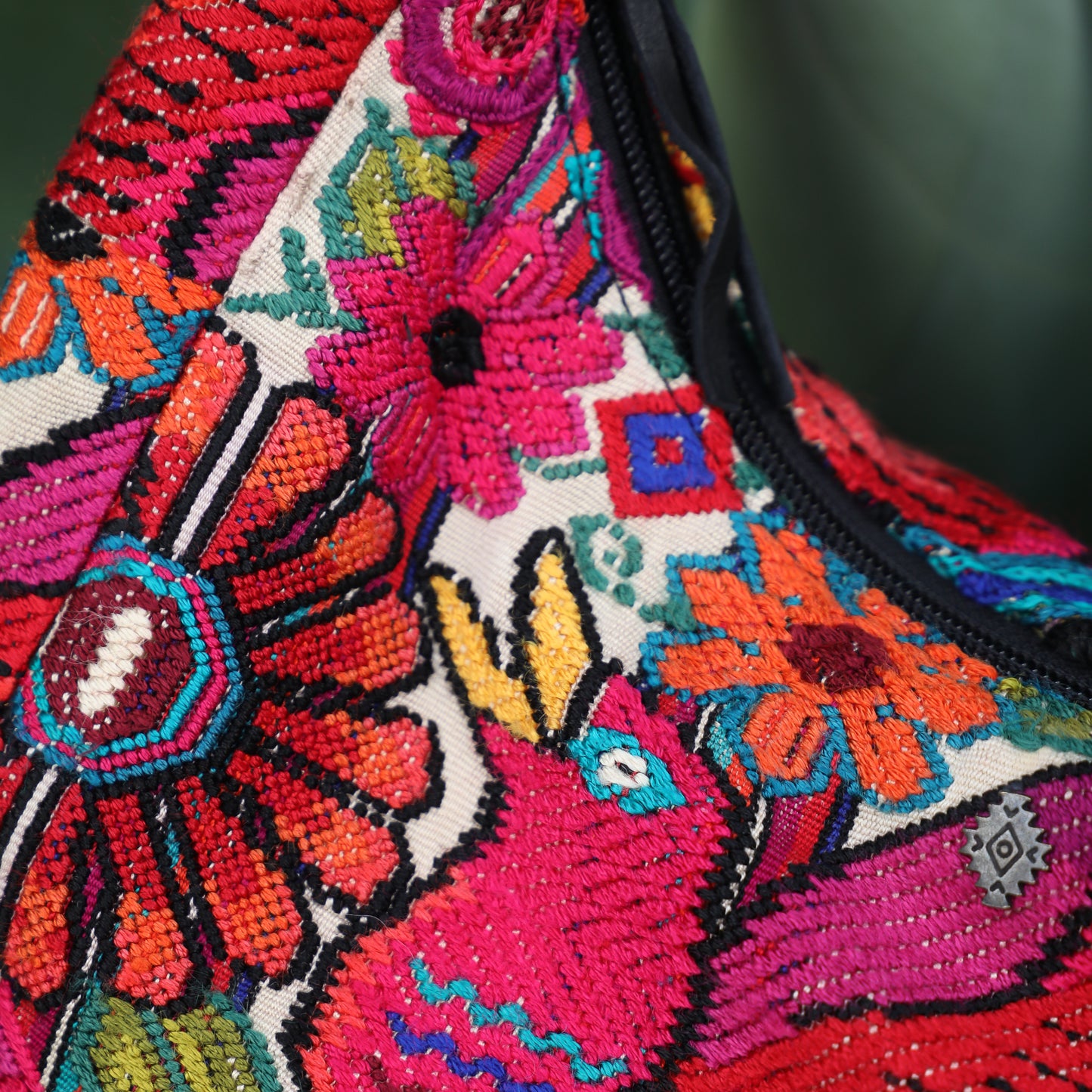 BOHO SADDLE BAG - OOAK HUIPIL - BLACK - NO. 19399