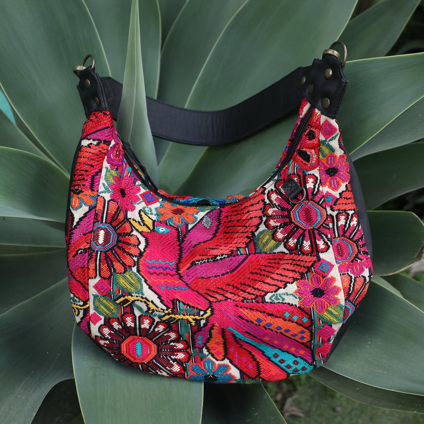 BOHO SADDLE BAG - OOAK HUIPIL - BLACK - NO. 19399