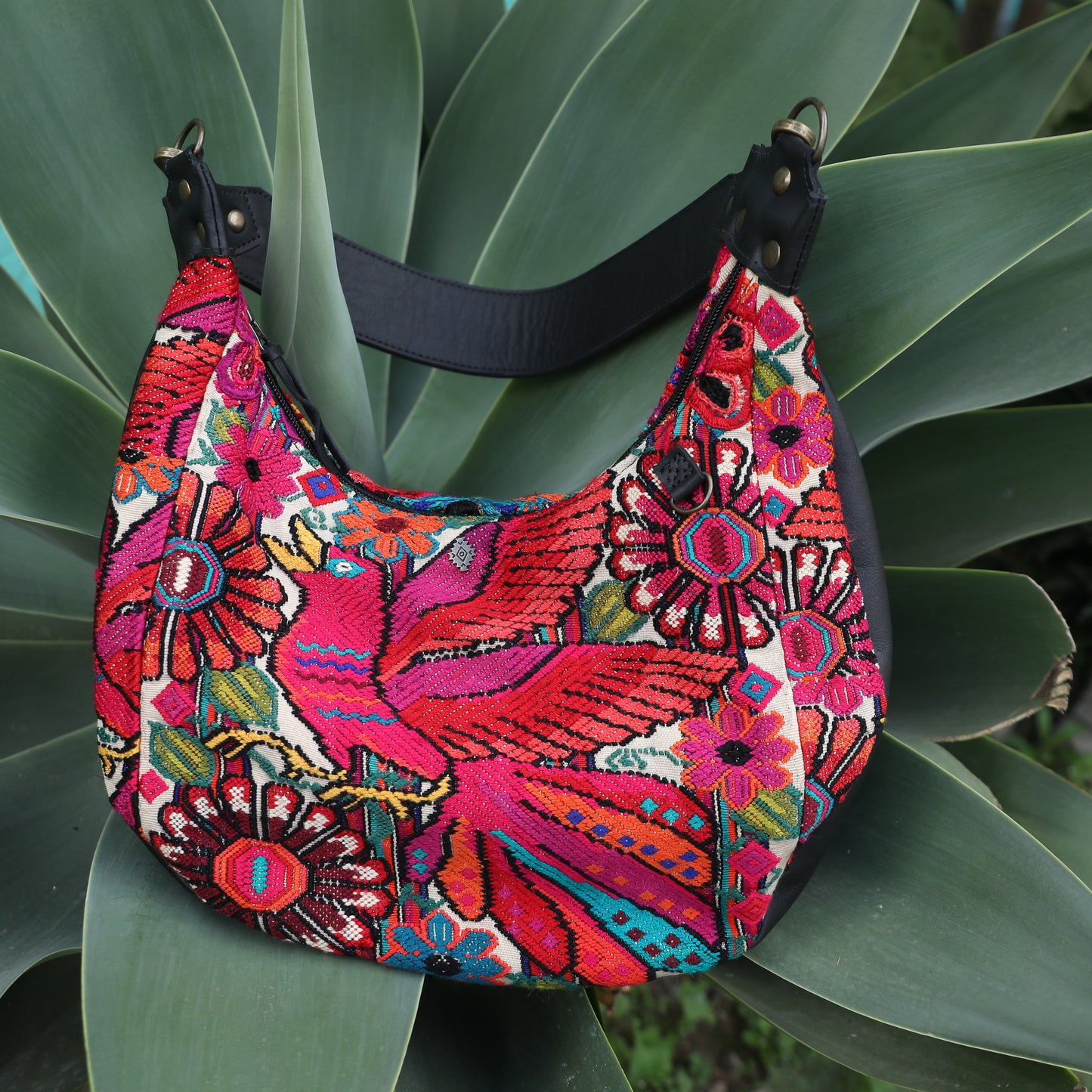 BOHO SADDLE BAG - OOAK HUIPIL - BLACK - NO. 19399