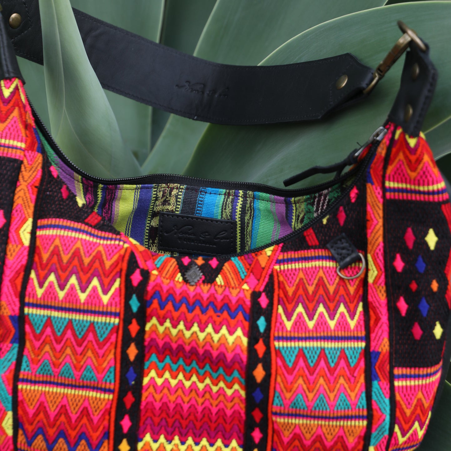 BOHO SADDLE BAG - OOAK HUIPIL - BLACK - NO. 19398