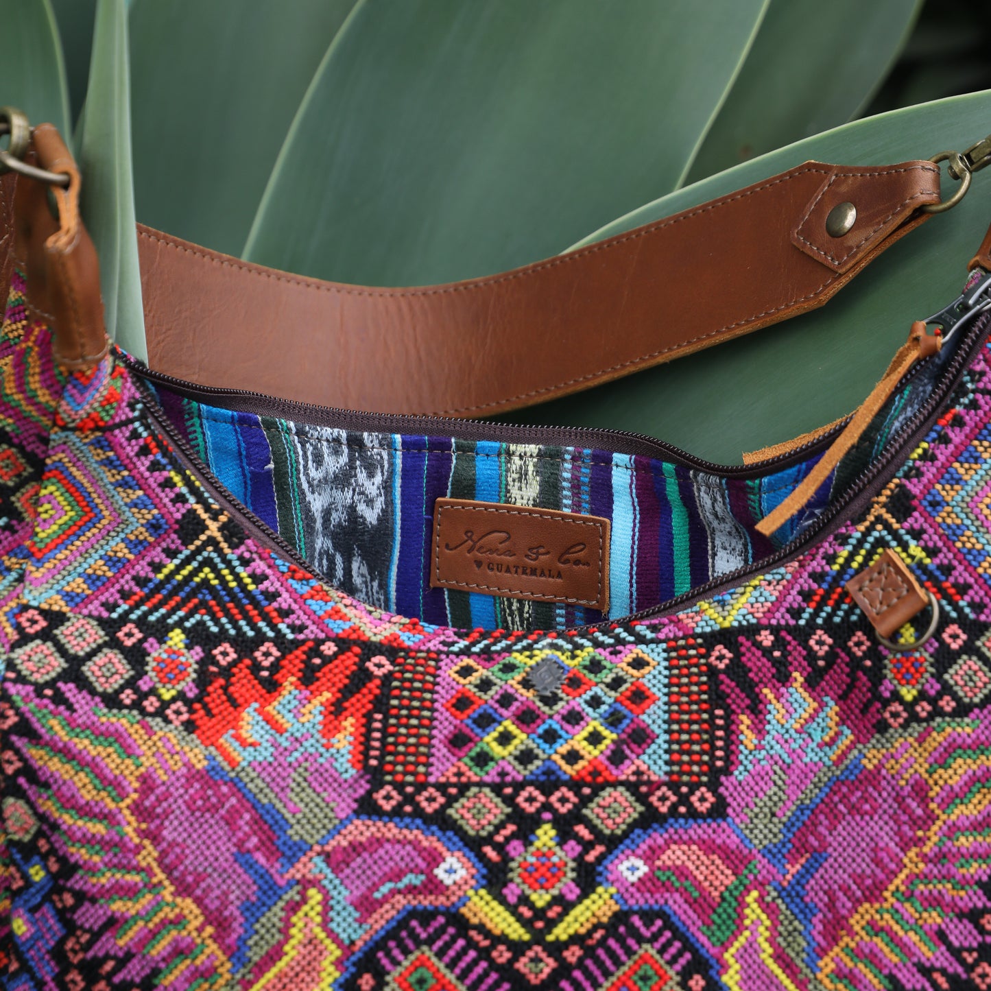 BOHO SADDLE BAG - OOAK HUIPIL - CAFE - NO. 19389
