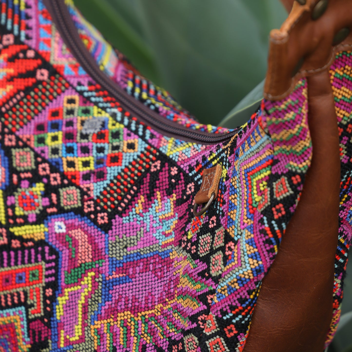 BOHO SADDLE BAG - OOAK HUIPIL - CAFE - NO. 19389