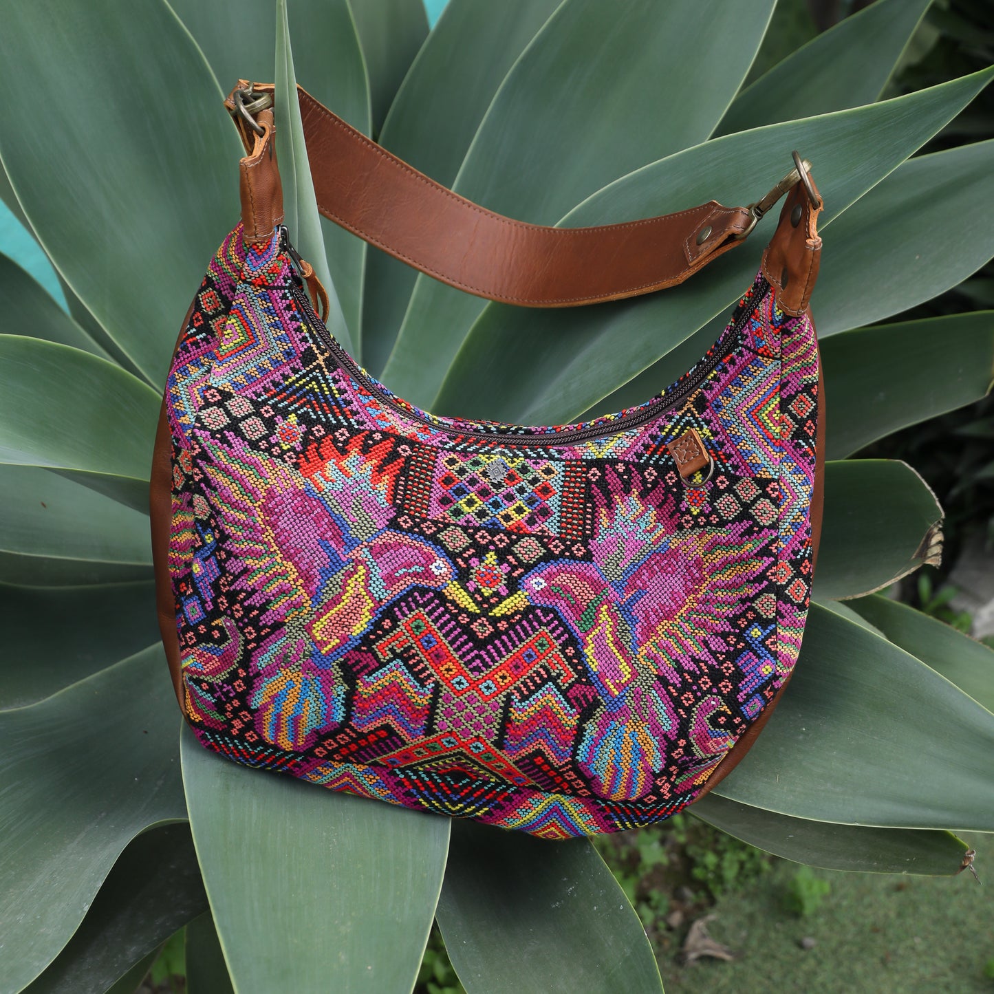 BOHO SADDLE BAG - OOAK HUIPIL - CAFE - NO. 19389