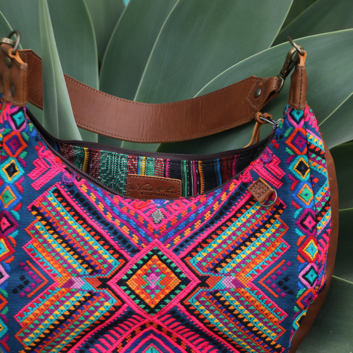 BOHO SADDLE BAG - OOAK HUIPIL - CAFE - NO. 19390
