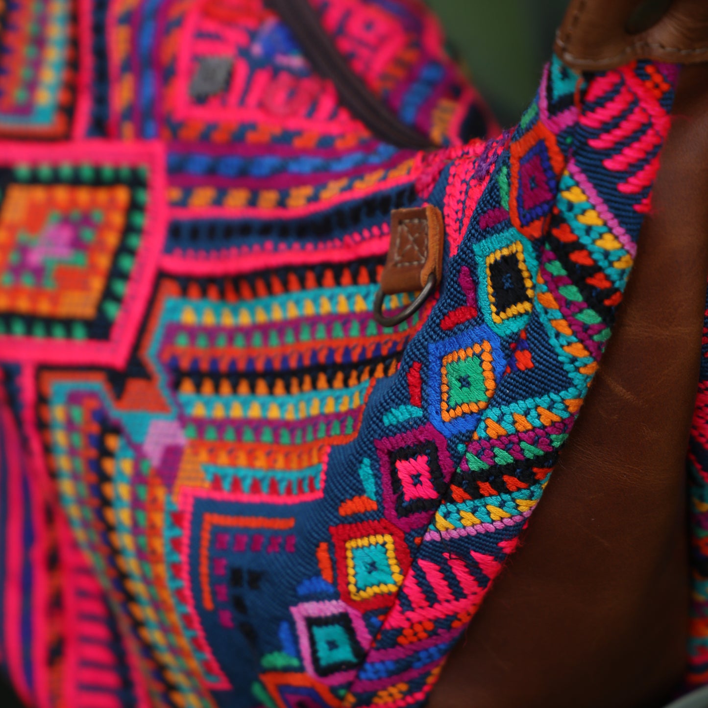 BOHO SADDLE BAG - OOAK HUIPIL - CAFE - NO. 19390