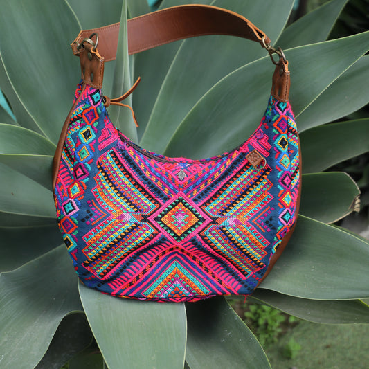 BOHO SADDLE BAG - OOAK HUIPIL - CAFE - NO. 19390