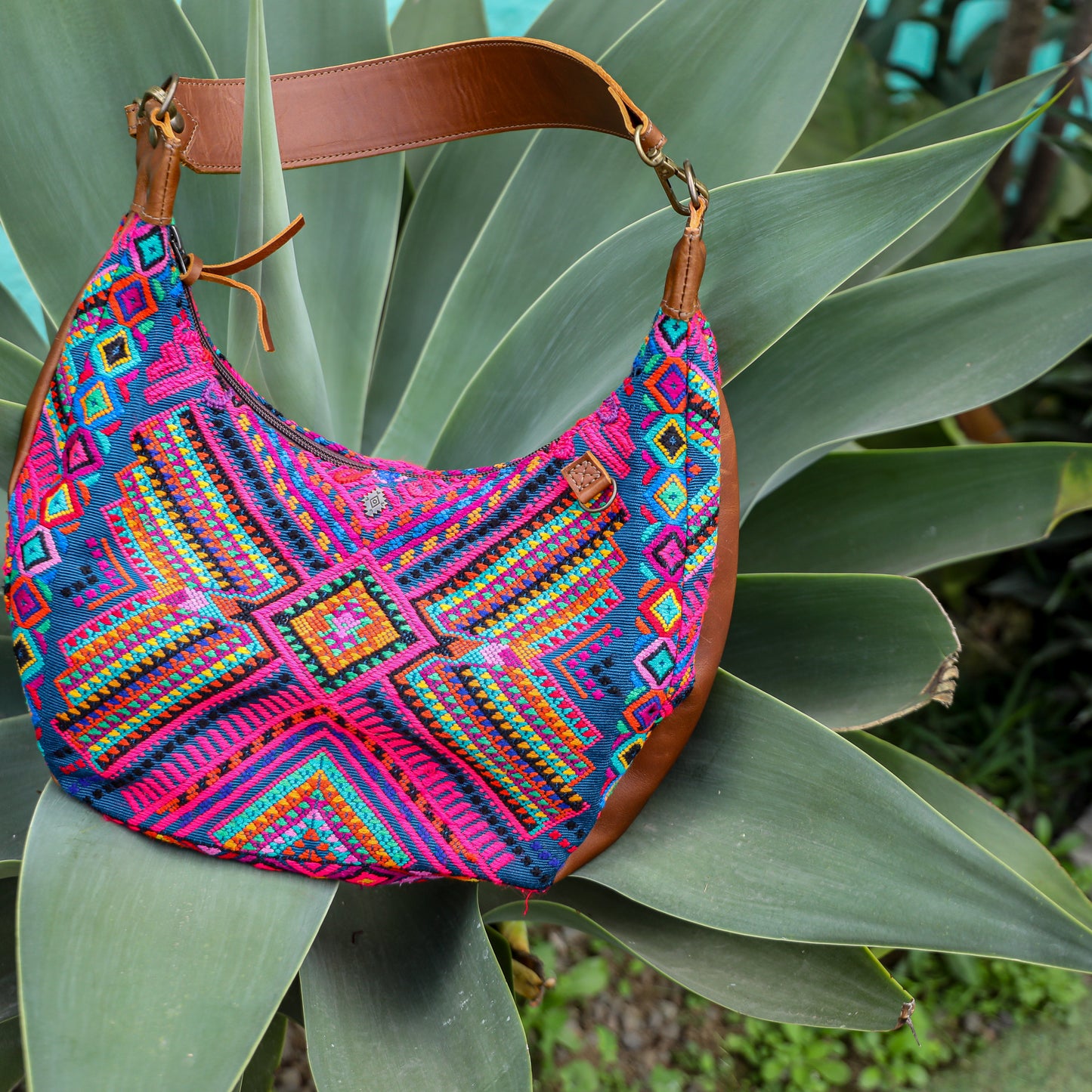 BOHO SADDLE BAG - OOAK HUIPIL - CAFE - NO. 19390