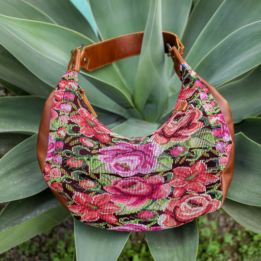 BOHO SADDLE BAG - OOAK HUIPIL - CAFE - NO. 19388