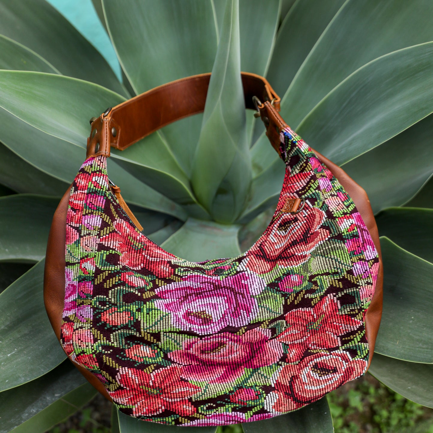BOHO SADDLE BAG - OOAK HUIPIL - CAFE - NO. 19388