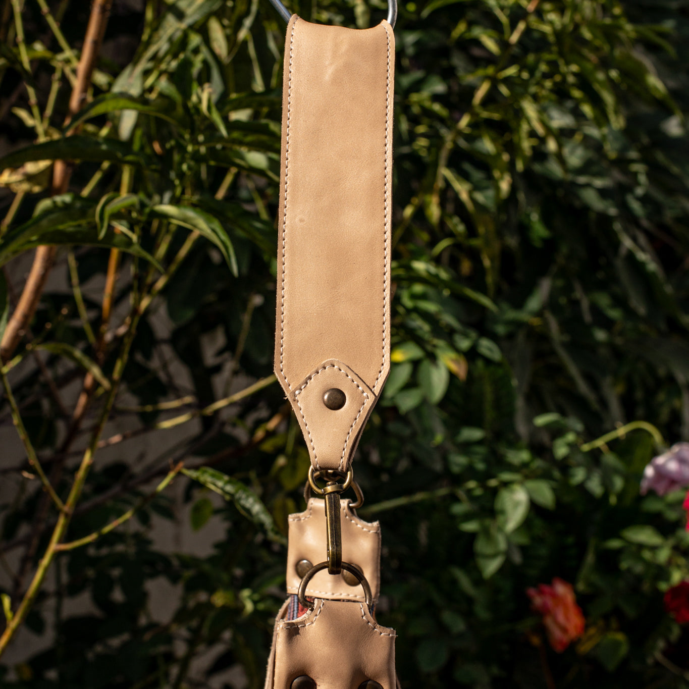 SMALL BOHO FRINGE SADDLE BAG - OOAK HUIPIL - LATTE - NO. 17038