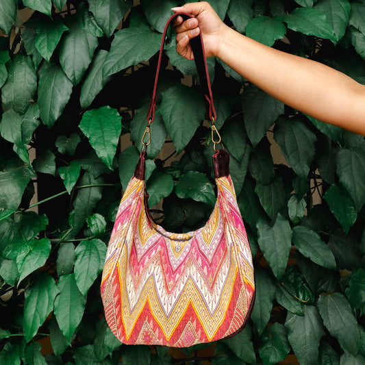 BOHO SADDLE BAG - OOAK HUIPIL - VINO TINTO - NO. 15936