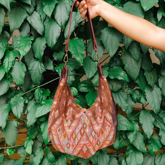 BOHO SADDLE BAG - OOAK HUIPIL - VINO TINTO - NO. 15935