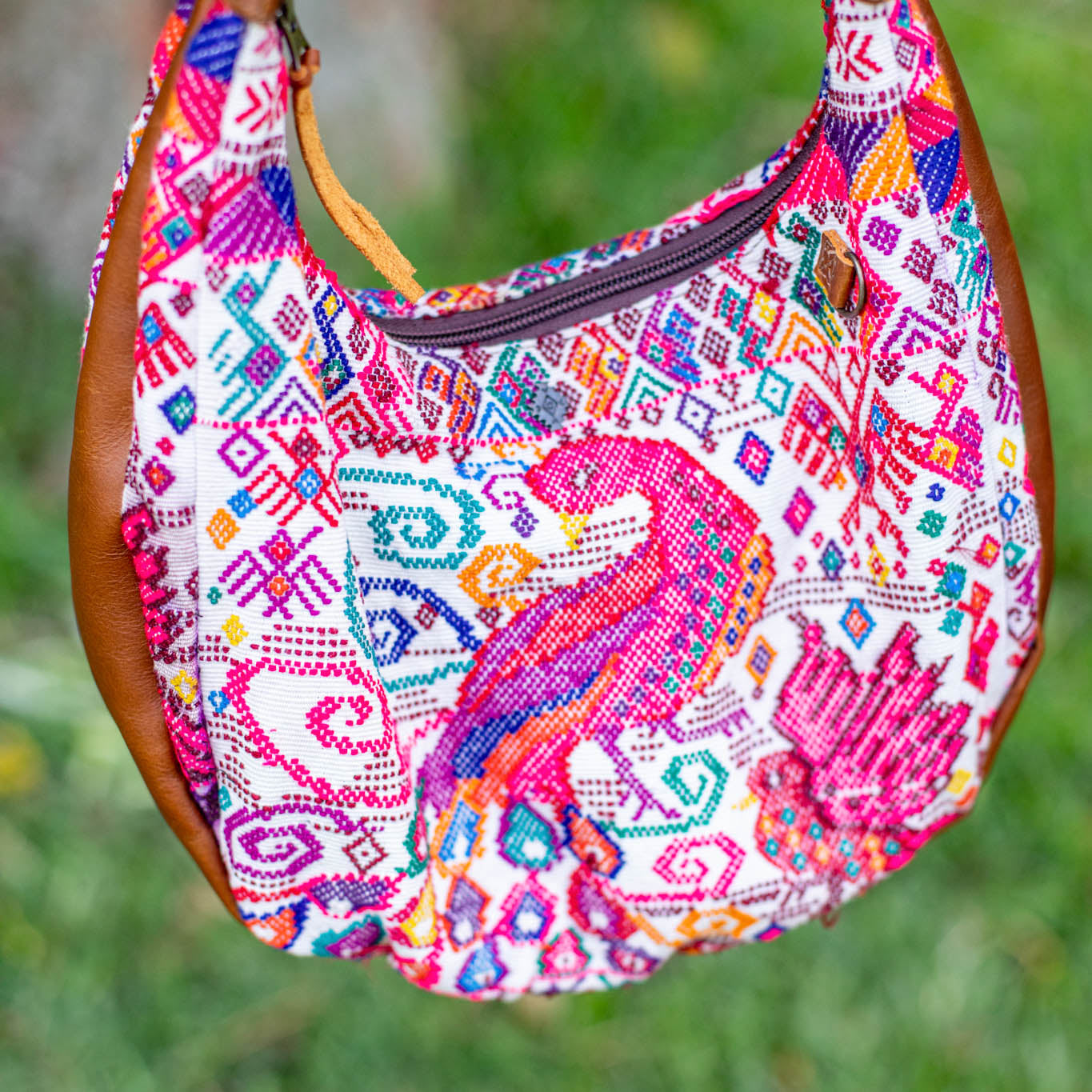 LARGE BOHO SADDLE BAG - OOAK HUIPIL - CAFE - NO. 16980