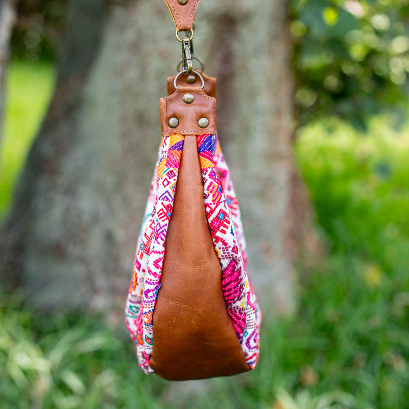 LARGE BOHO SADDLE BAG - OOAK HUIPIL - CAFE - NO. 16980