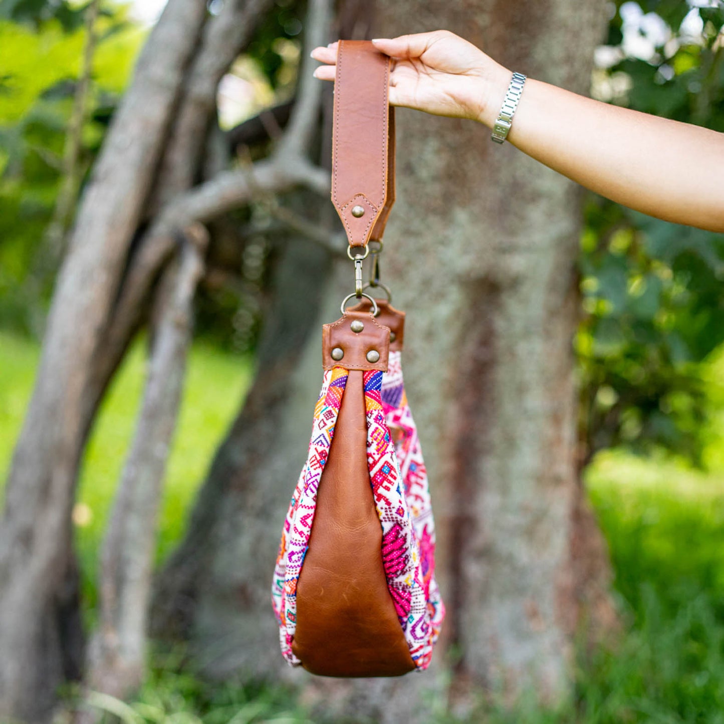 LARGE BOHO SADDLE BAG - OOAK HUIPIL - CAFE - NO. 16980