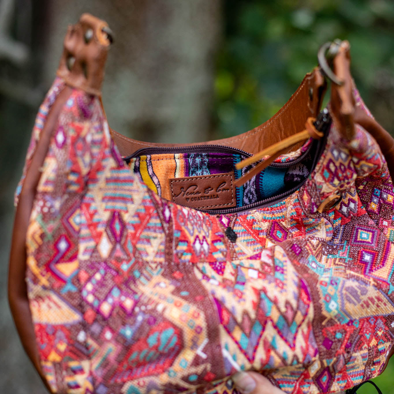 LARGE BOHO SADDLE BAG - OOAK HUIPIL - CAFE - NO. 16985