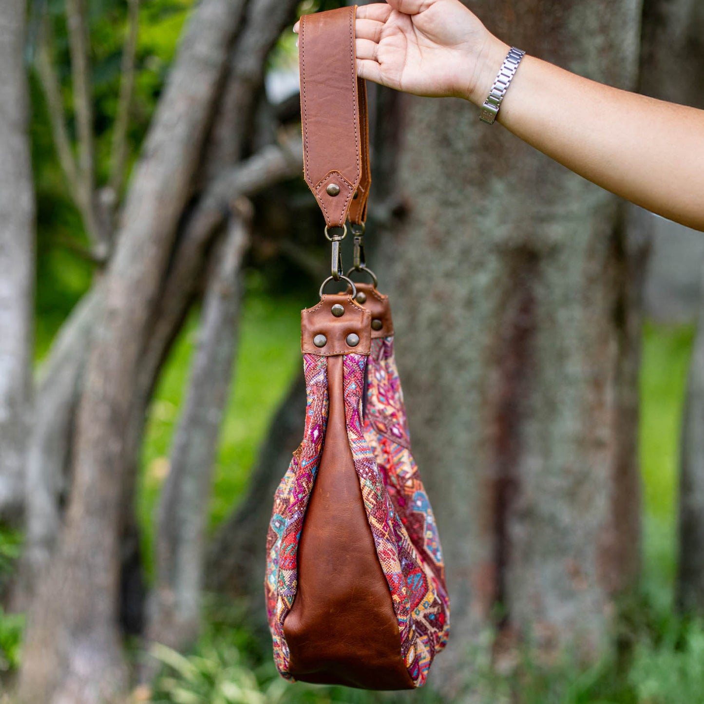 LARGE BOHO SADDLE BAG - OOAK HUIPIL - CAFE - NO. 16985