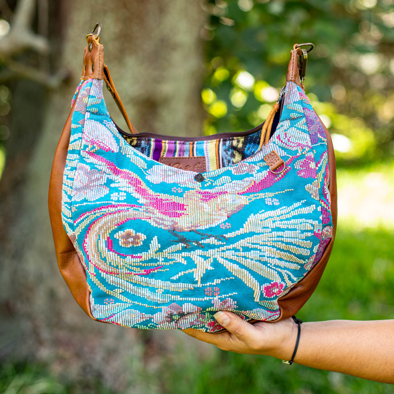 LARGE BOHO SADDLE BAG - OOAK HUIPIL - CAFE - NO. 16986