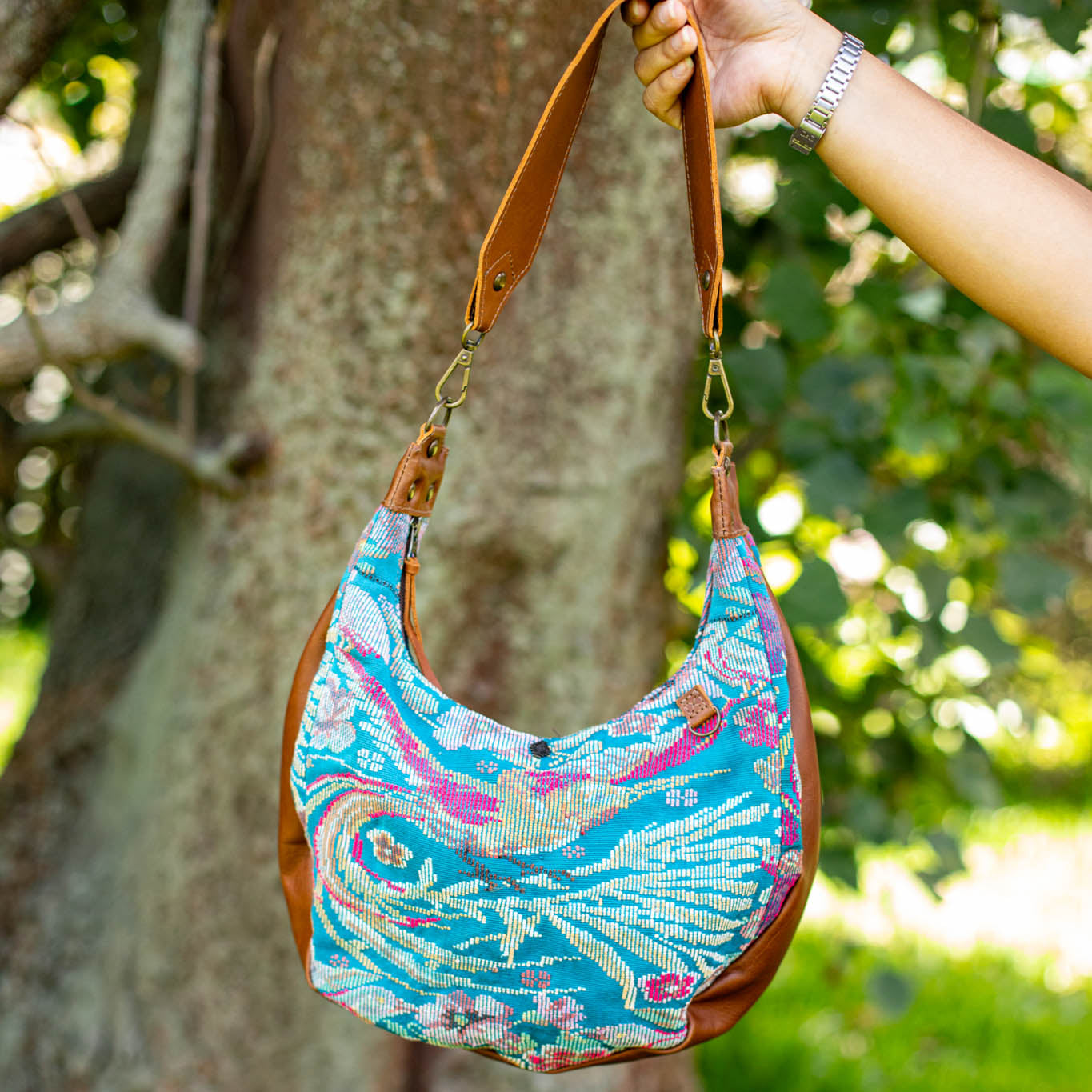 LARGE BOHO SADDLE BAG - OOAK HUIPIL - CAFE - NO. 16986