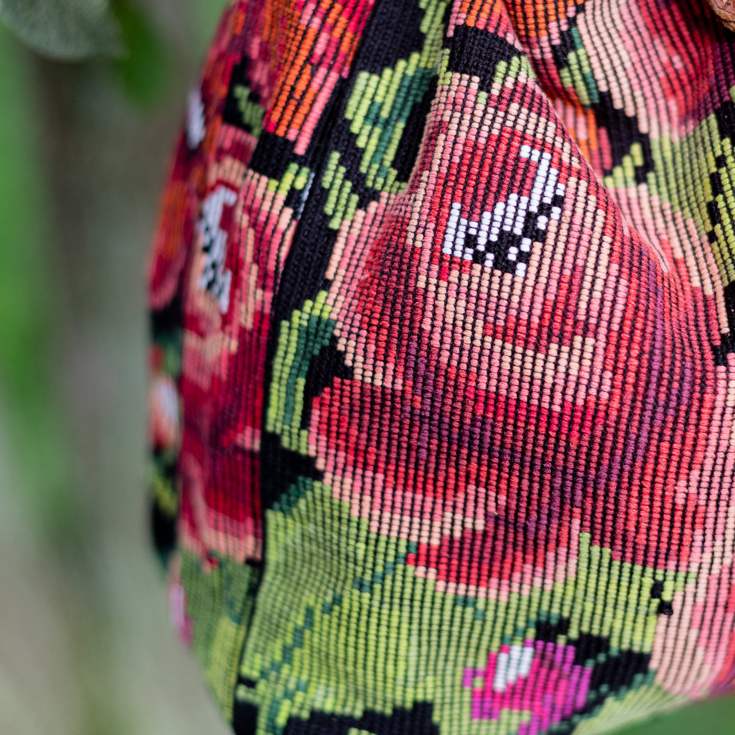 DRAWSTRING BUCKET BAG - OOAK HUIPIL - HONEY - NO. 17709